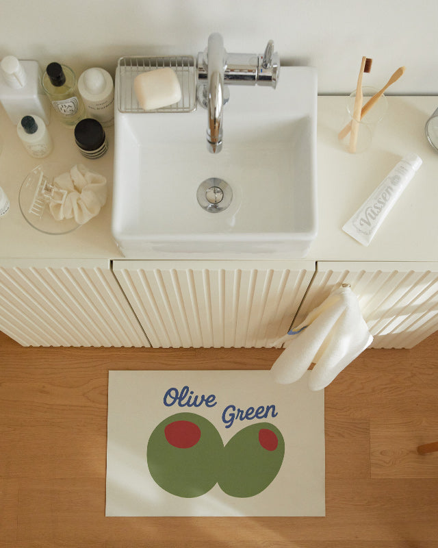 Diatomaceous Earth Bath Mat - Olive