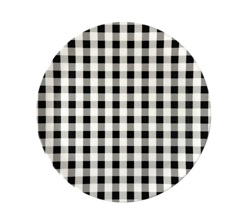 Gingham Black Dinner Plate