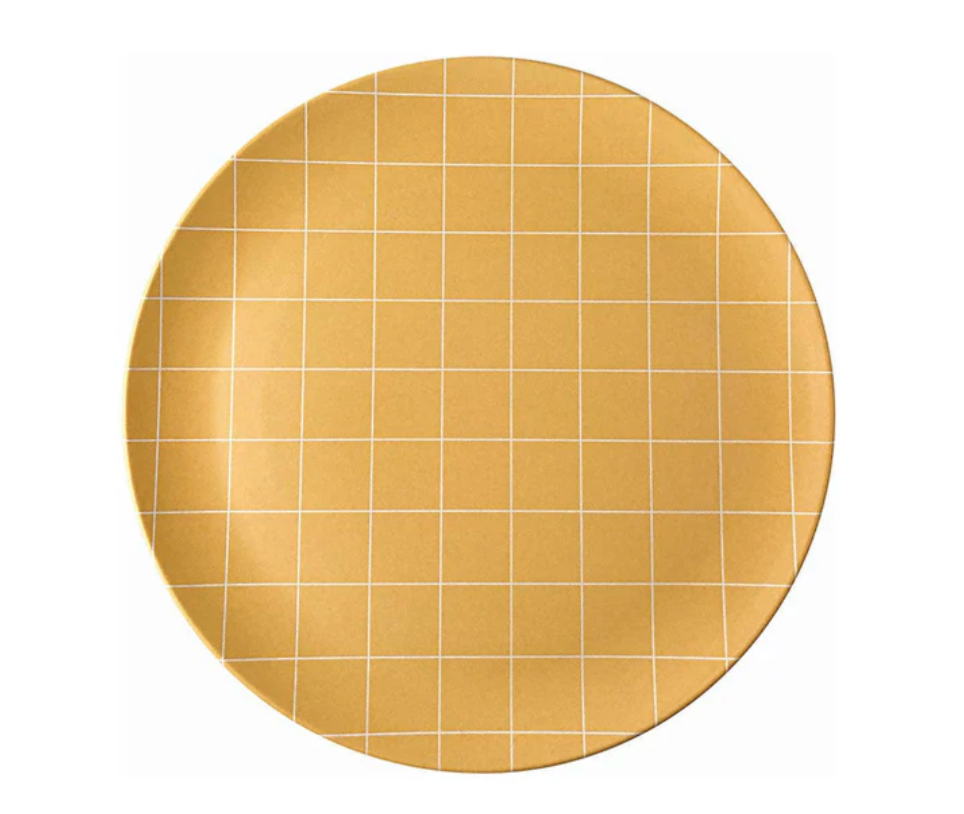 Orange Grid Dinner Plate
