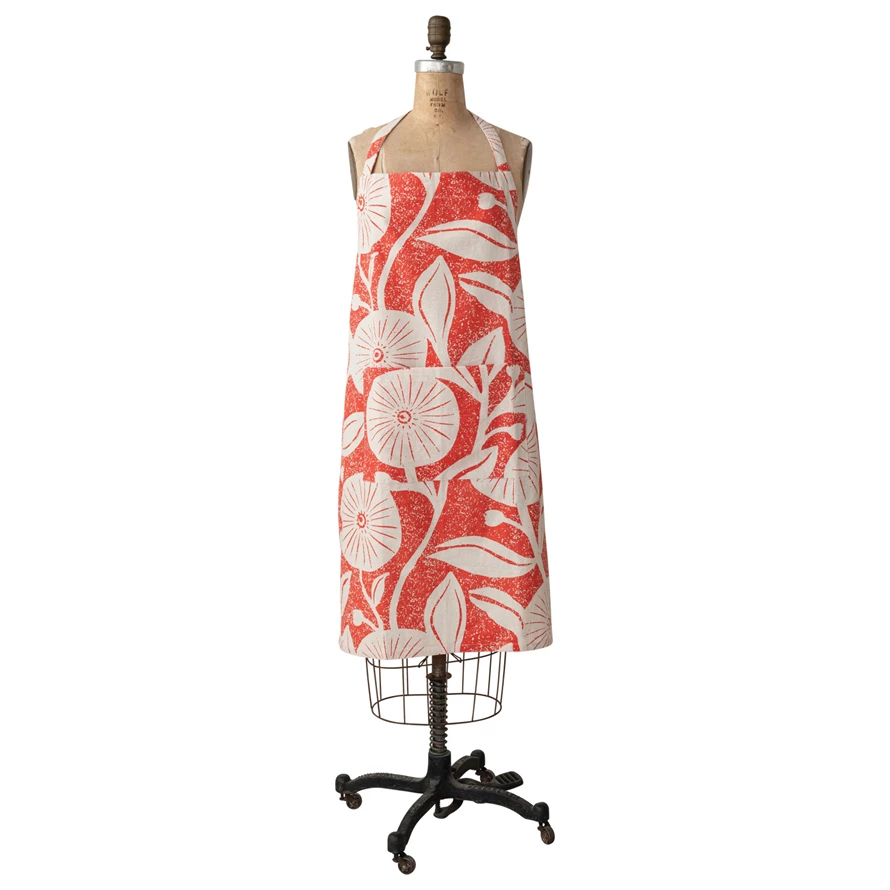 Crossback Apron w/ Floral Pattern & Pocket image 0