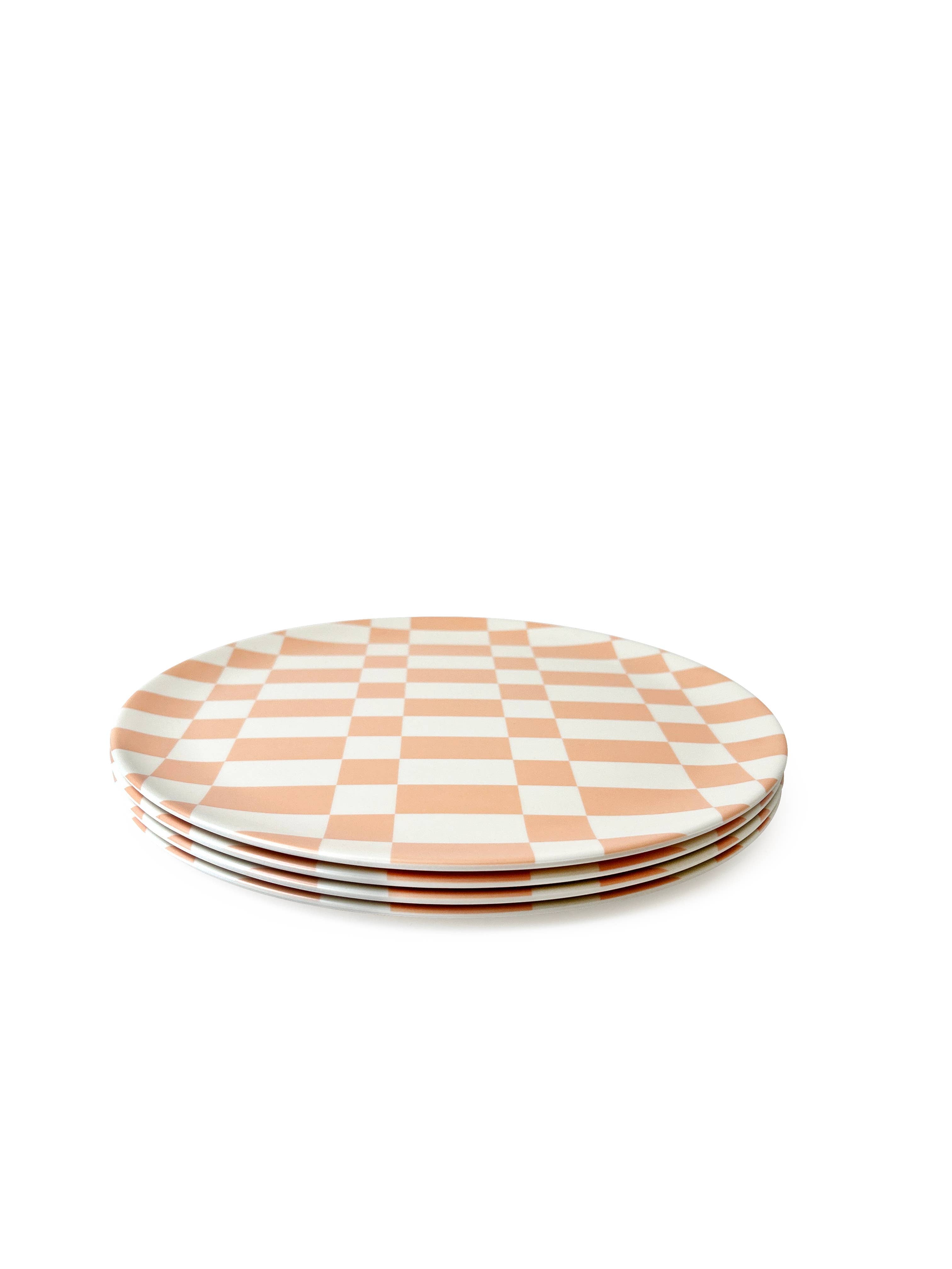 Pink Check Dinner Plate