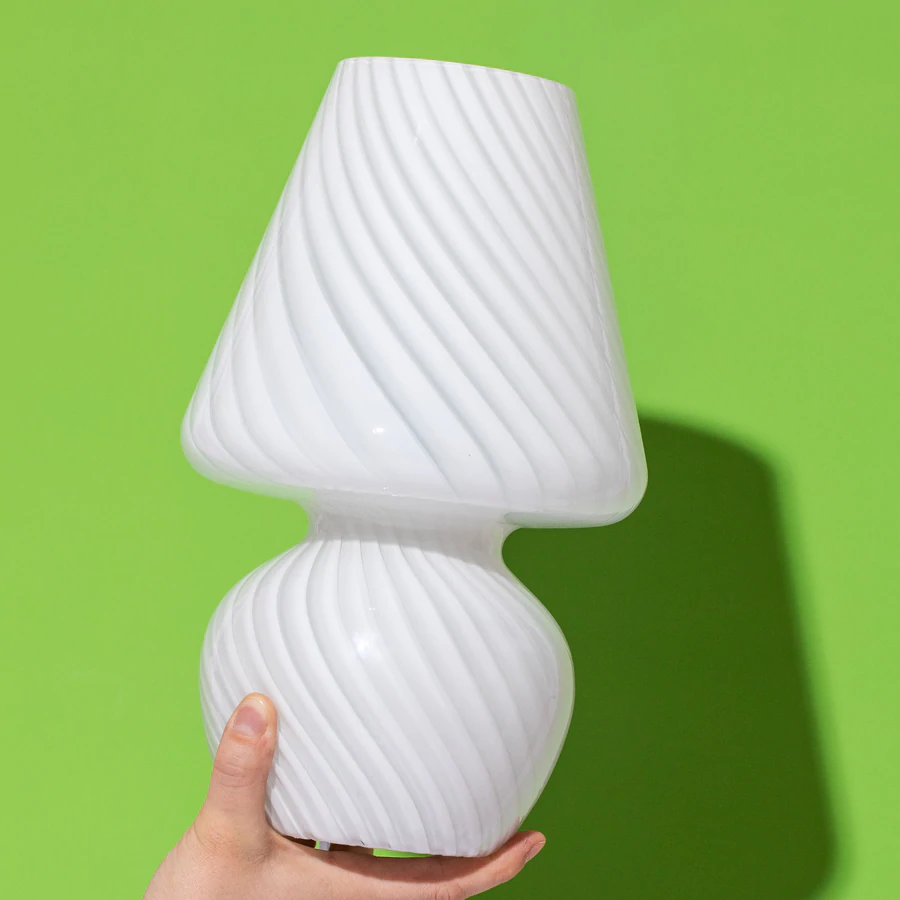 Glass Mushroom Lamp - Tall / White Stripe image 3