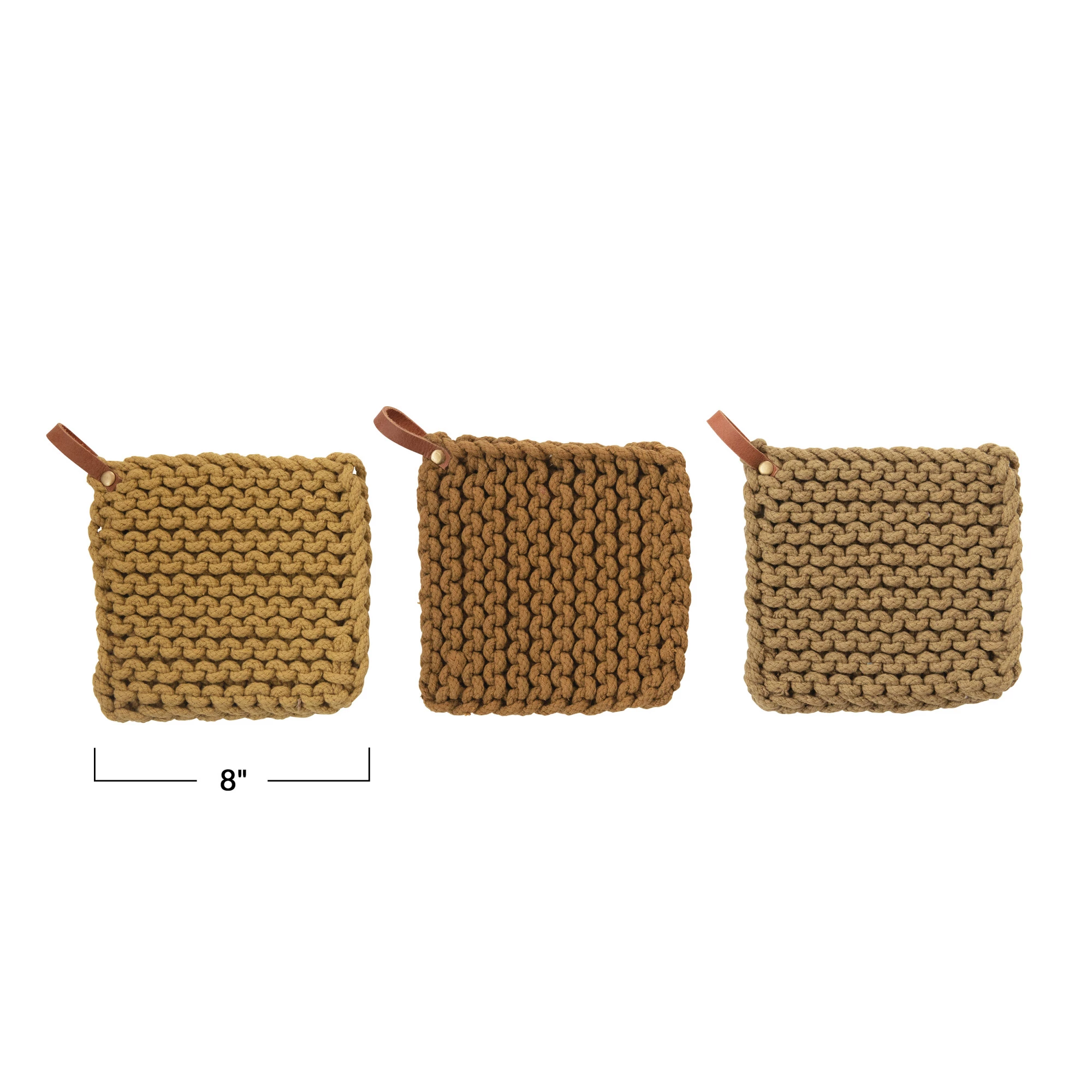 Crocheted Pot Holder Leather Loop image 3
