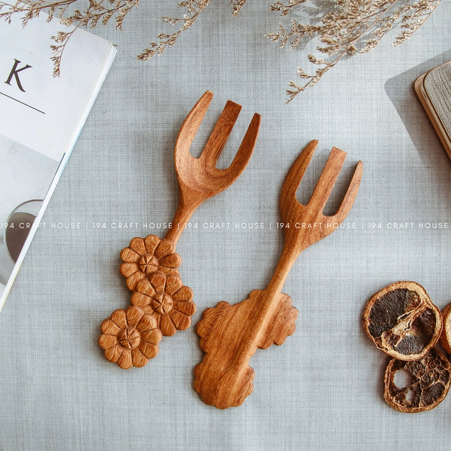 Three Flowers Wooden Spoon & Fork Set image 4