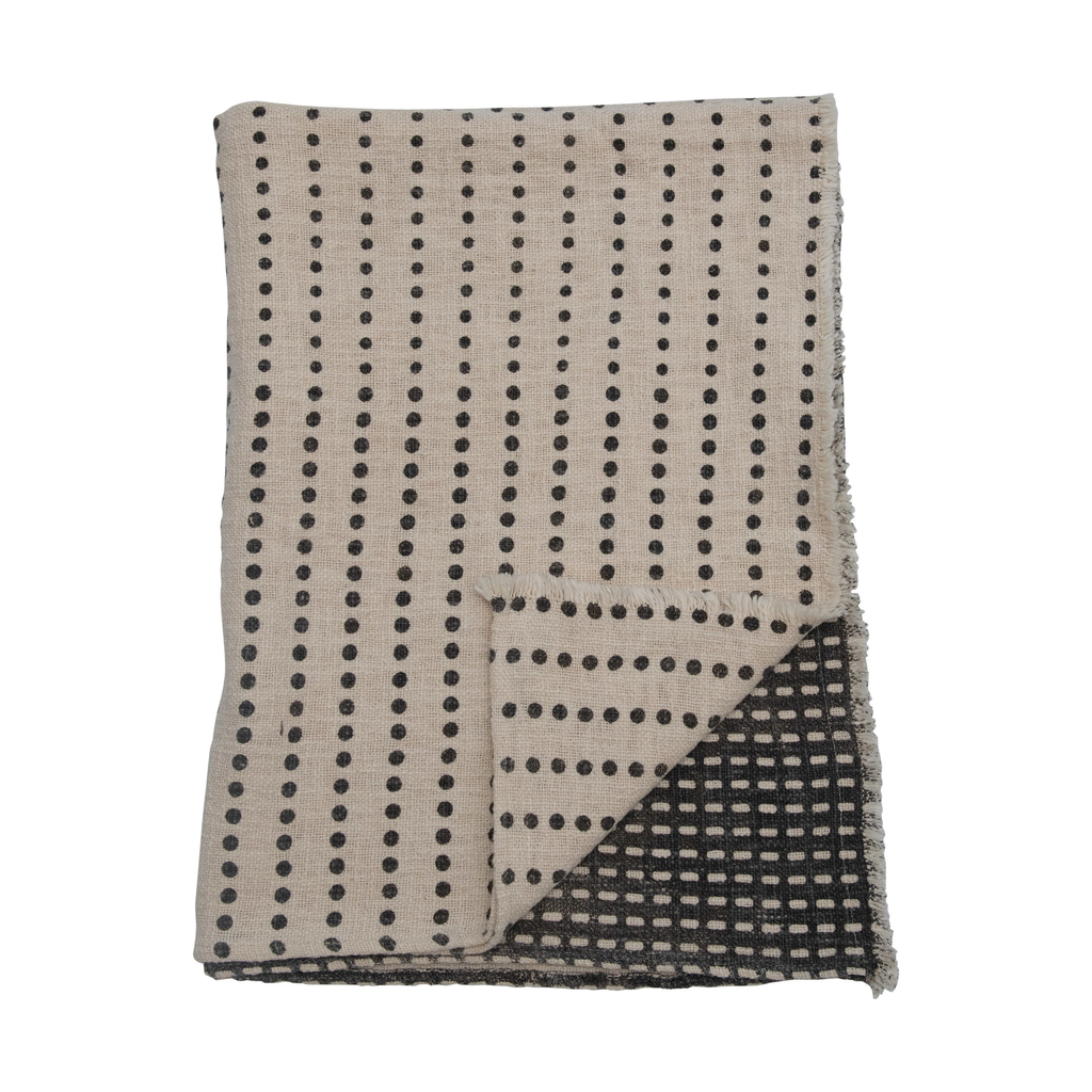 Cotton Blend Slub Throw with Frayed Edges image 0