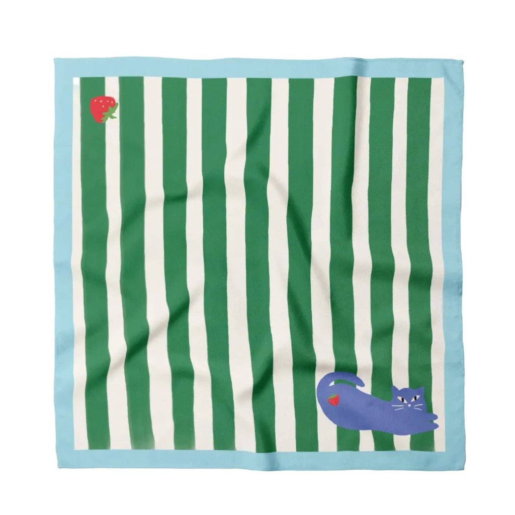 Blue Cat Stripes Cotton Bandana