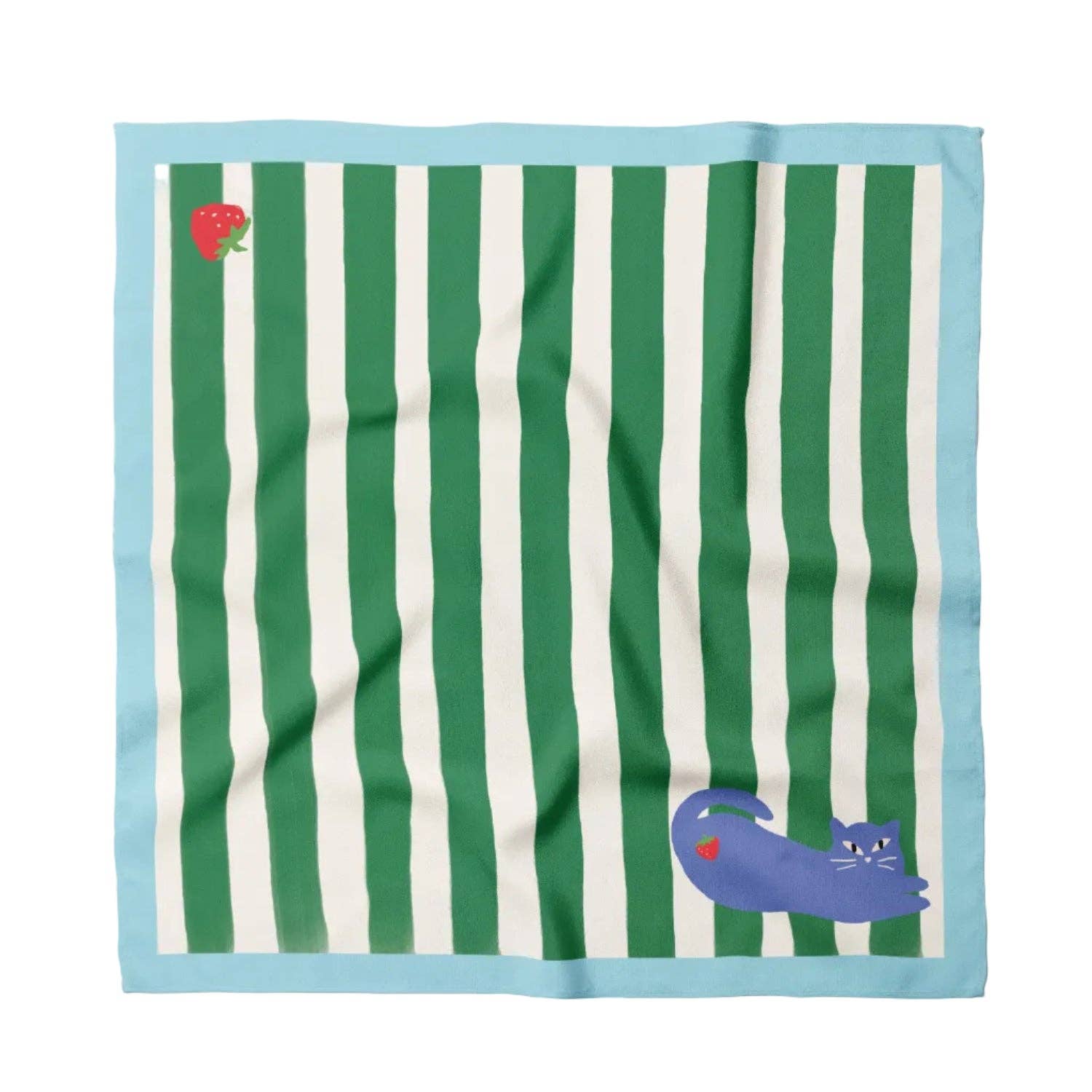 Blue Cat Stripes Cotton Bandana