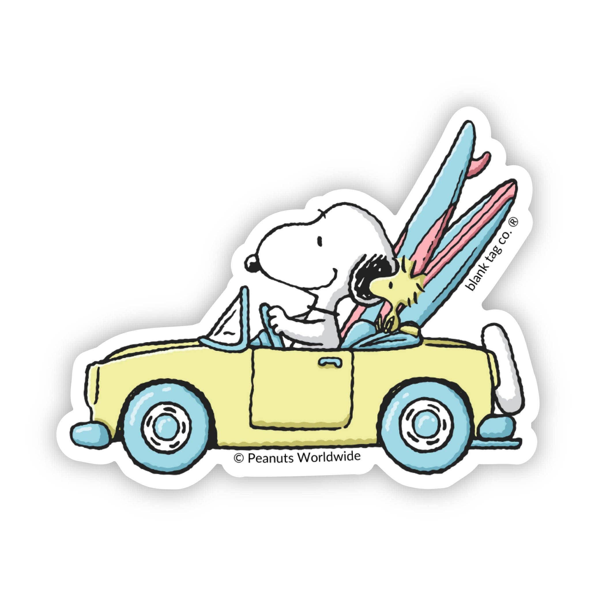 Peanuts® Waterproof Sticker - Snoopy and Woodstock Going