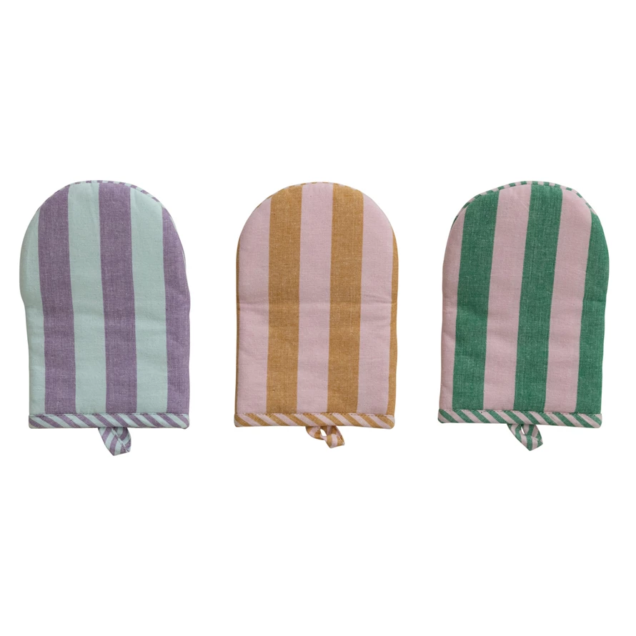 Woven Cotton Striped Oven Mitt image 1