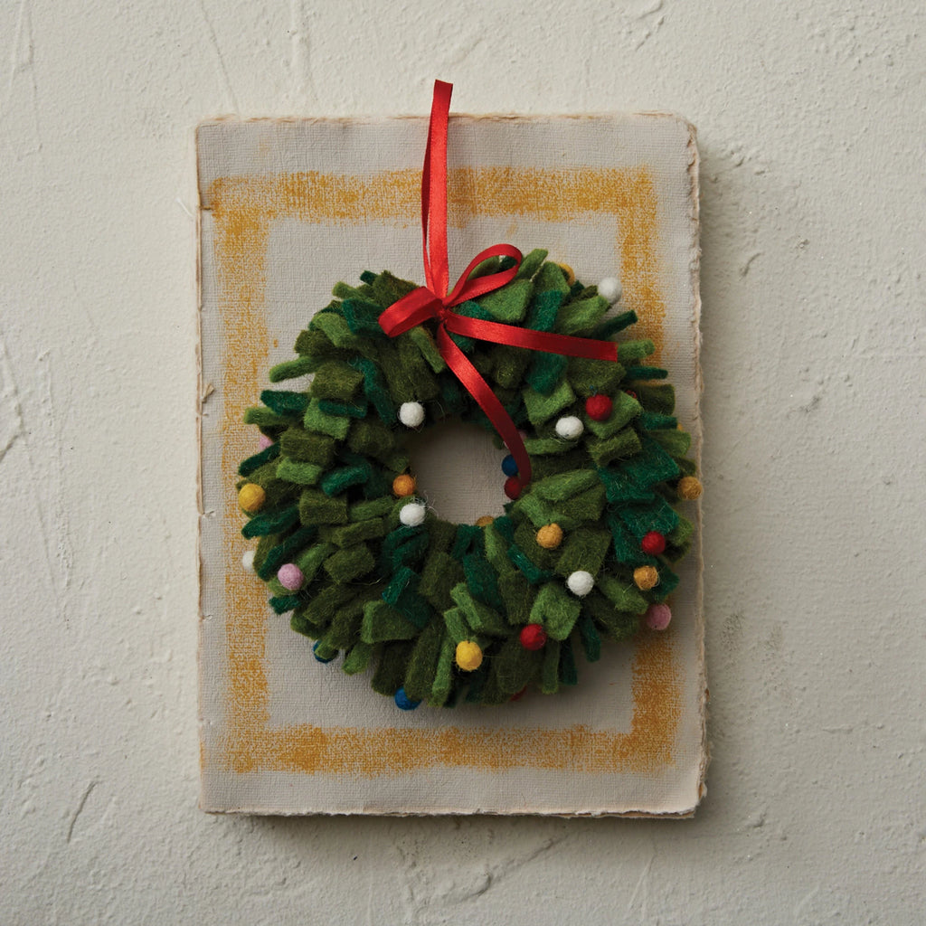 Wool Felt Wreath Ornament - 7" image 1