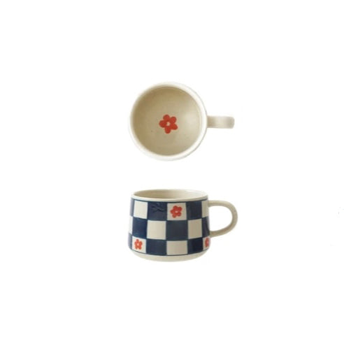Hand-Painted Stoneware Mug with Pattern image 1