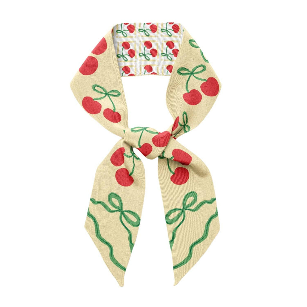 Cherry Twilly Ribbon Scarf