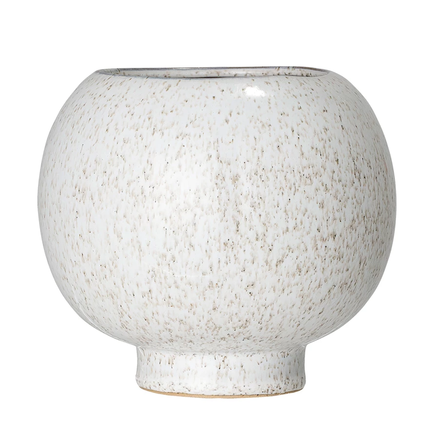 Stoneware Flower Pot - White image 0