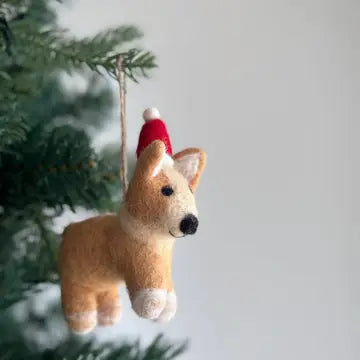 Felt Ornament - Corgi w/ Christmas Hat image 0