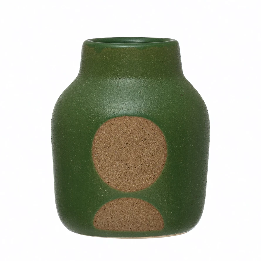 Green Stoneware Vase w/ Circle image 0