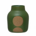 Green Stoneware Vase w/ Circle image 0