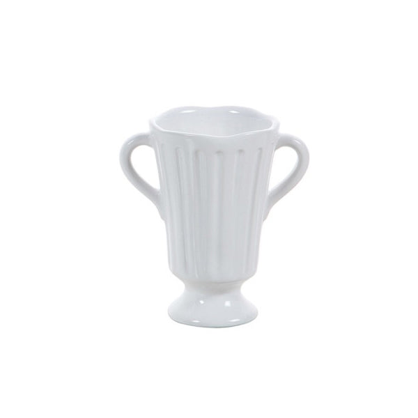 White Ceramic Vase with Handle image 2