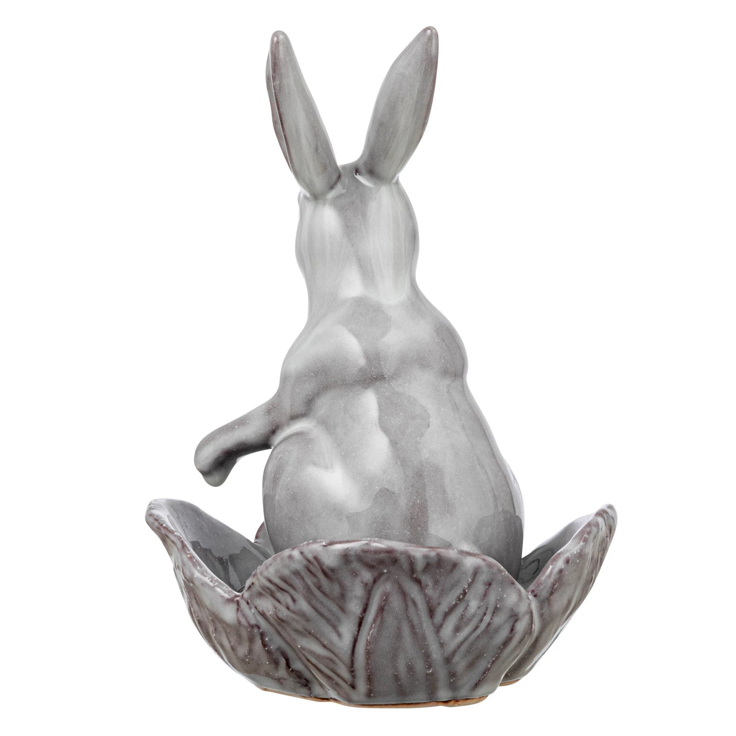 Stoneware Rabbit with Flower Shaped Bowl image 4