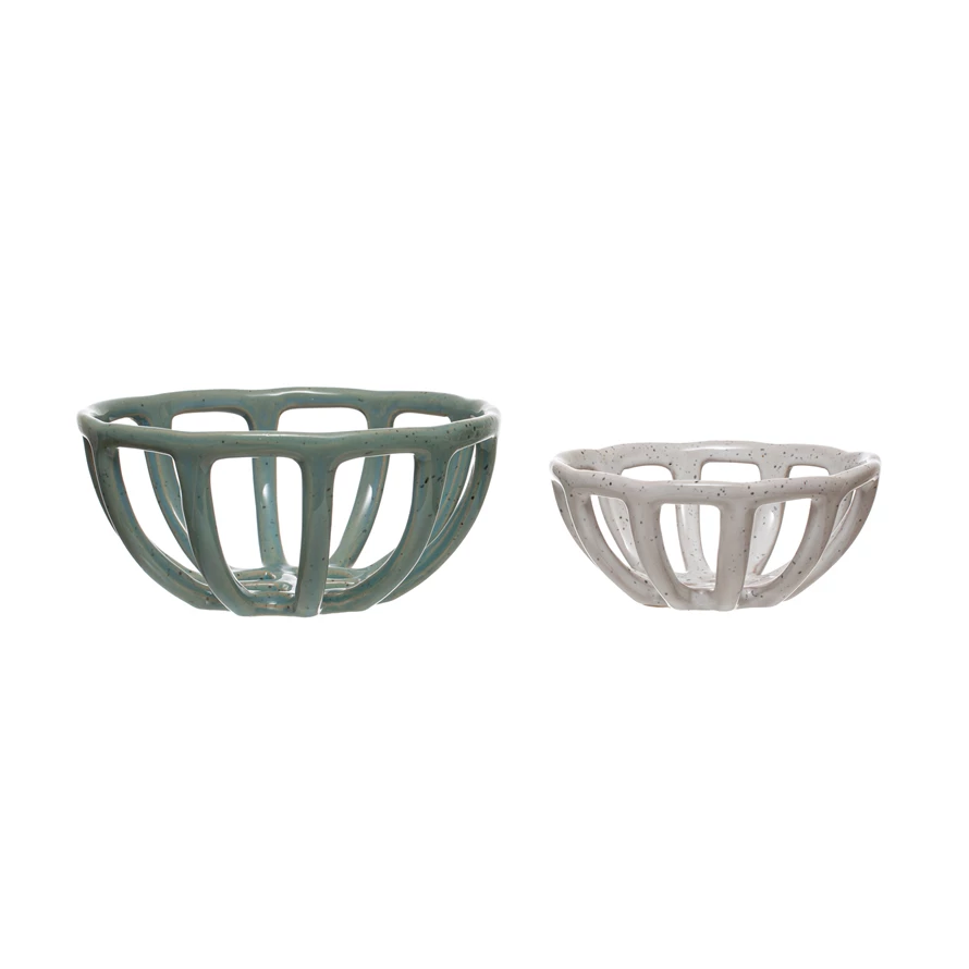 Handmade Stoneware Basket Bowl image 0