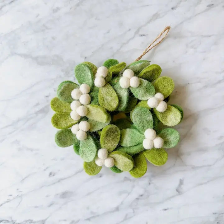 Felt Ornament - Mini Mistletoe Wreath image 1