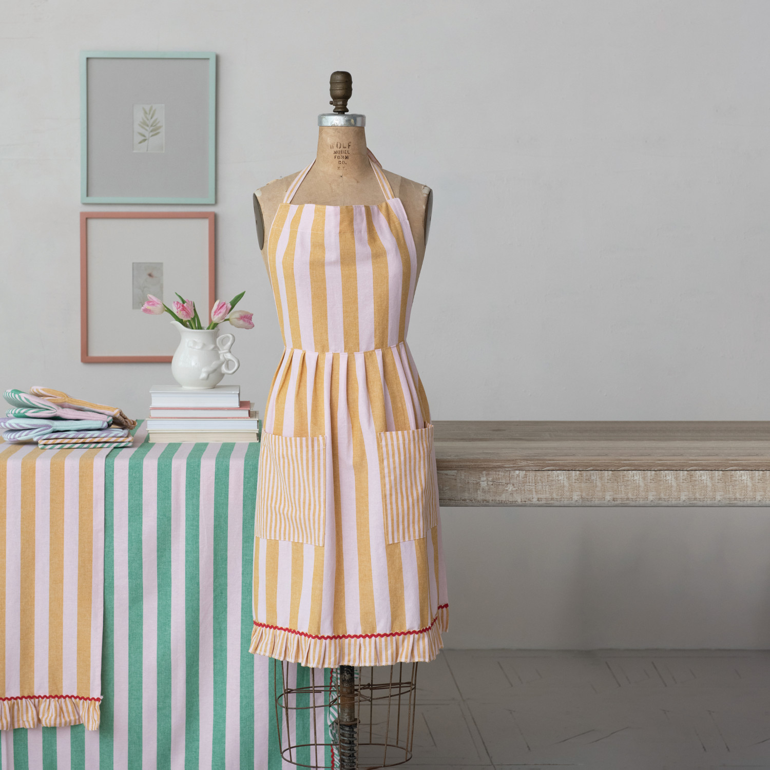 Woven Cotton Striped Apron image 4