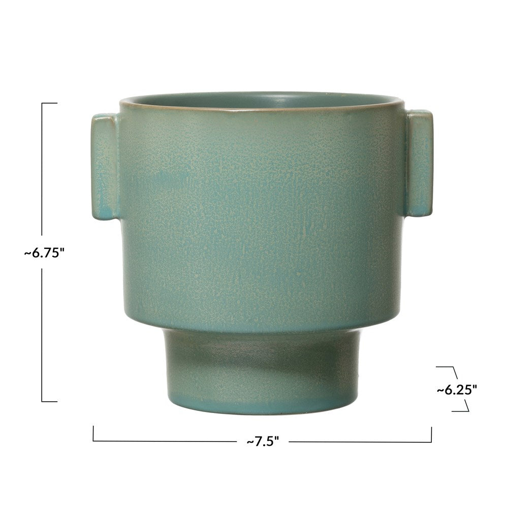 Stoneware Planter Reactive Glaze Aqua image 2