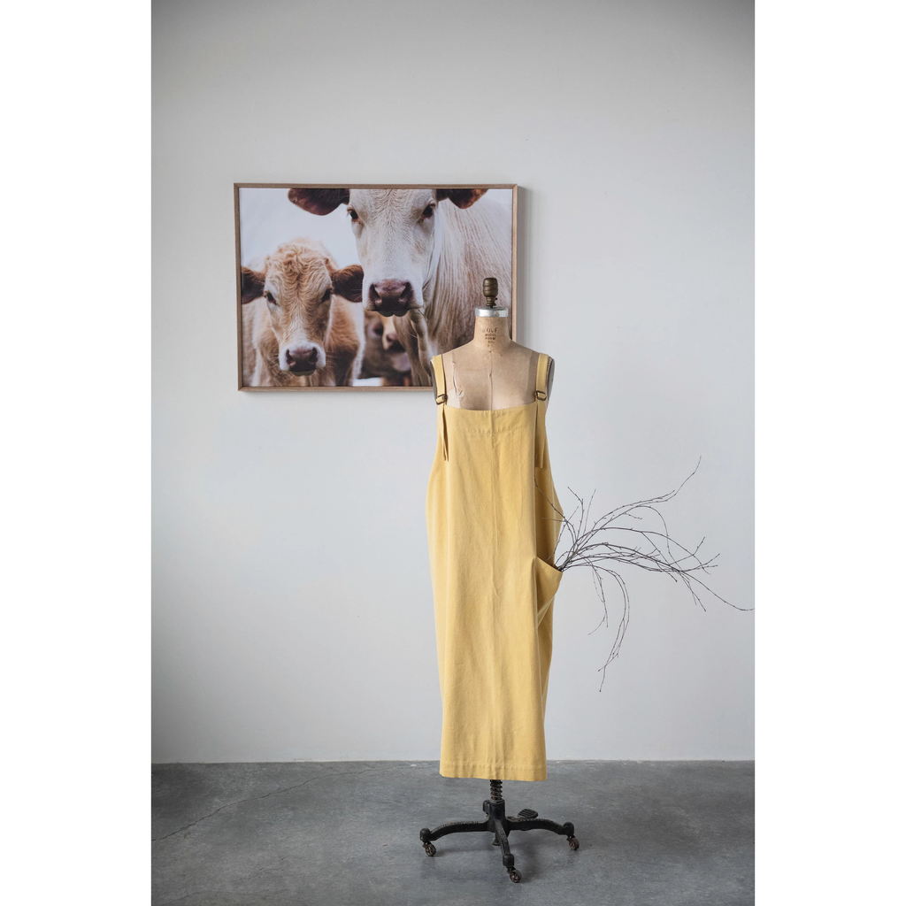 Cotton Cross Back Apron - Yellow image 1