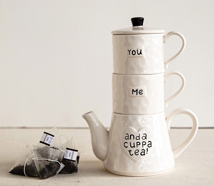 Stackable Teapot & Mugs Set of 3 image 1