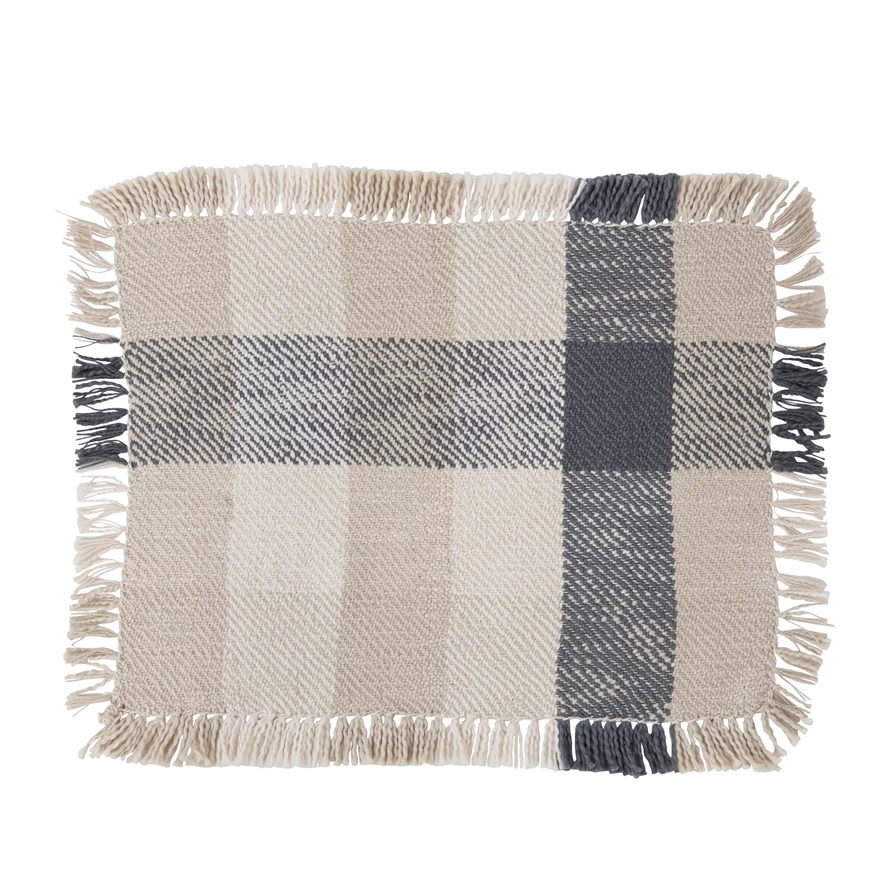 Cotton Placemat with Buffalo Check and Fringe image 2