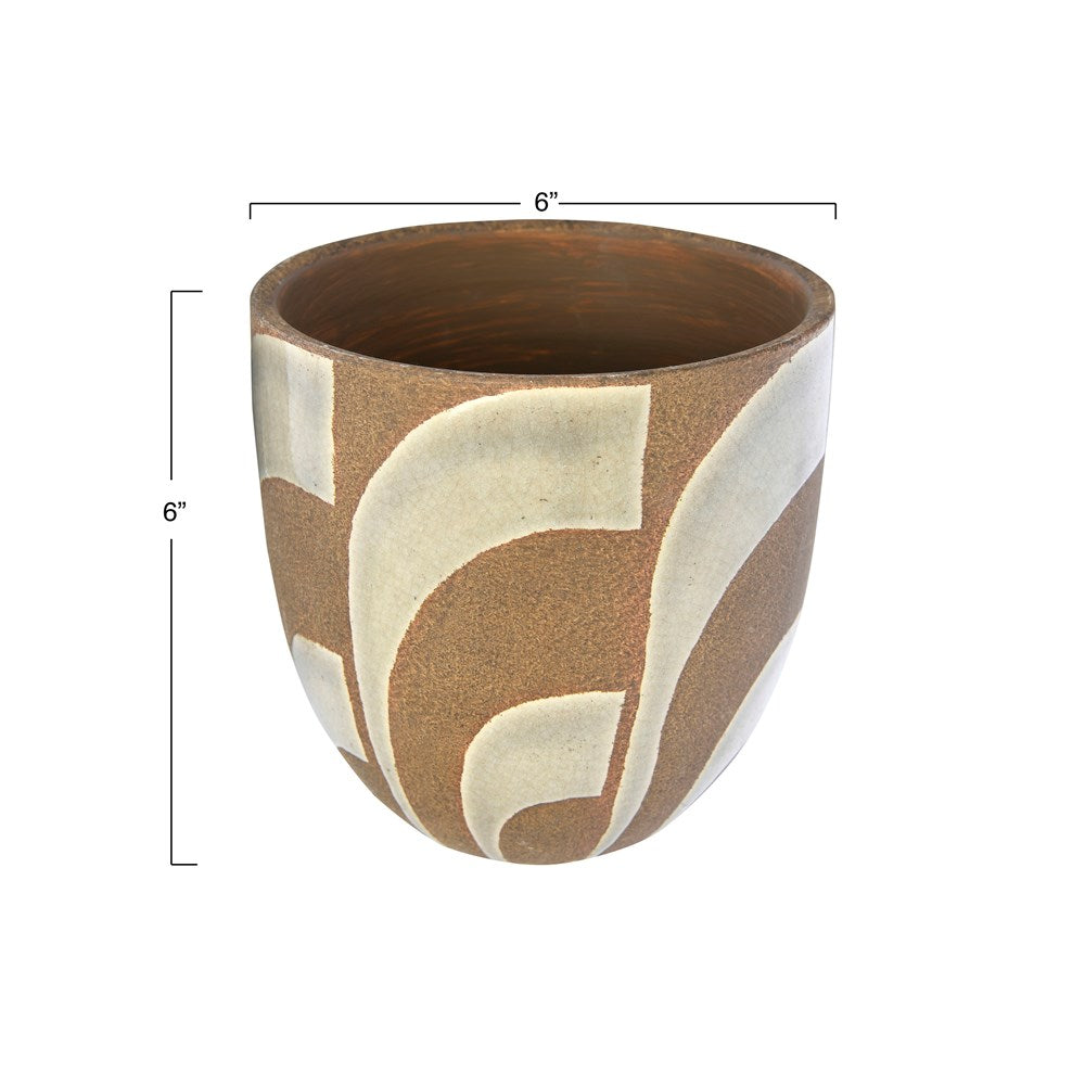 Hand Painted Terra Cotta Planter image 2