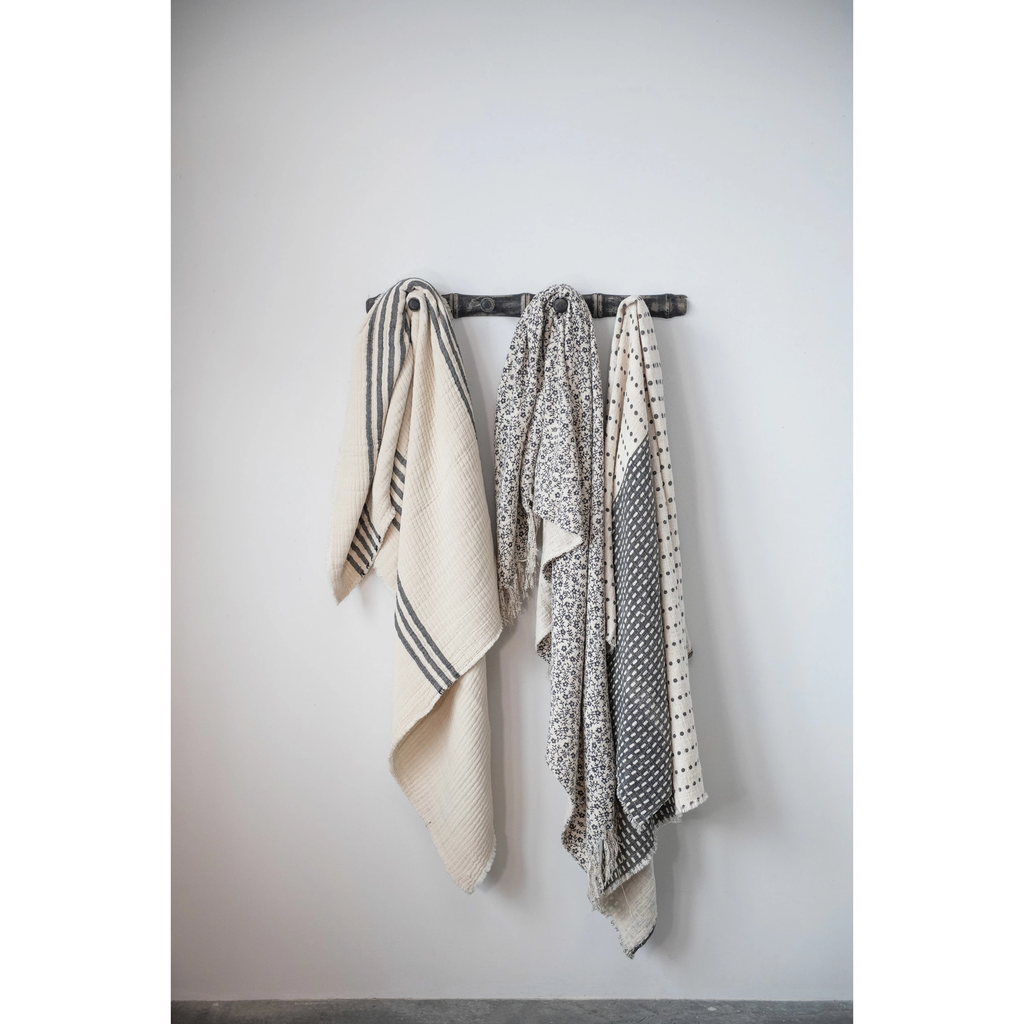 Cotton Blend Slub Throw with Frayed Edges image 1