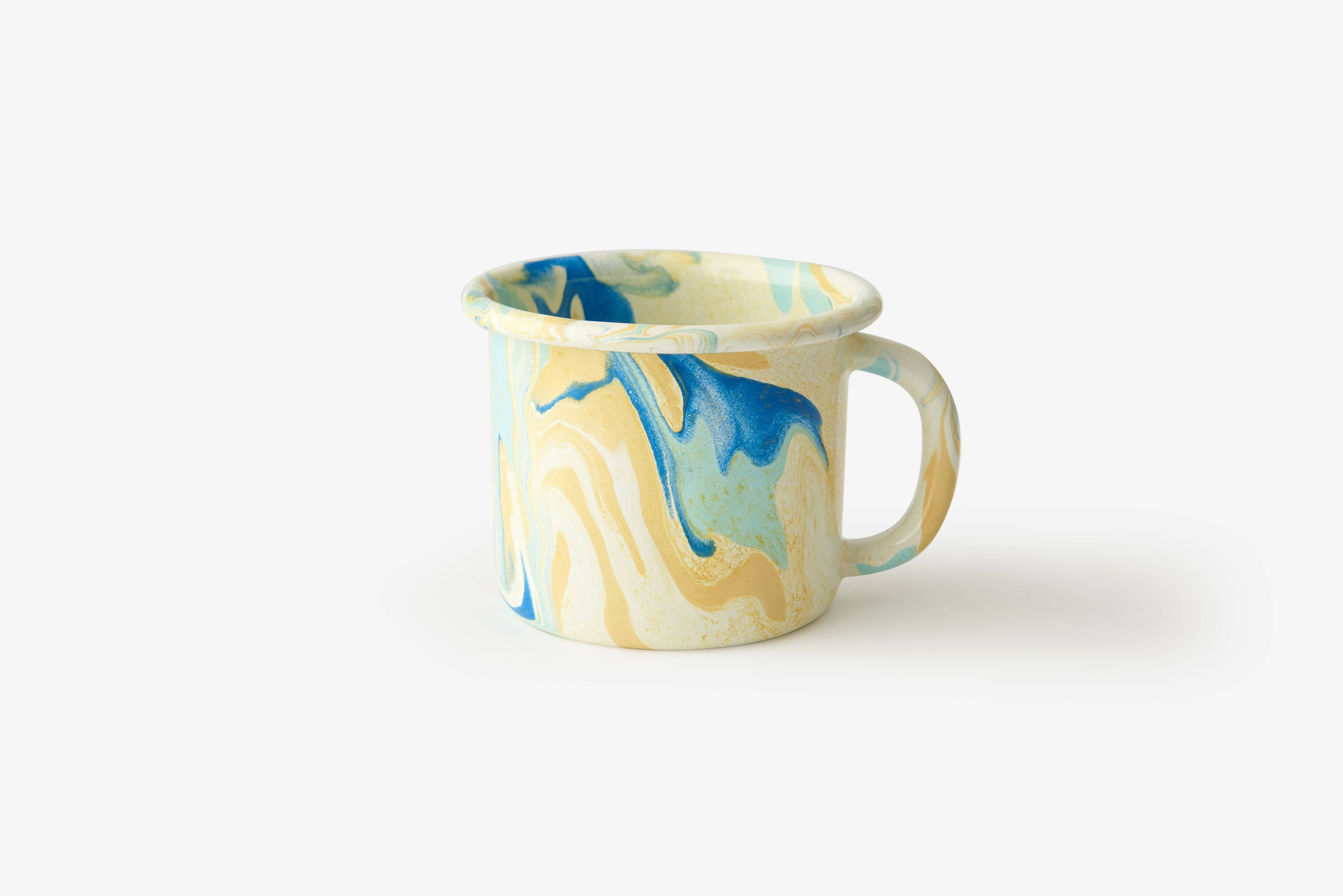 BORNN Multi Swirl Enamelware 12 oz Mug: Lemon Cream Swirl