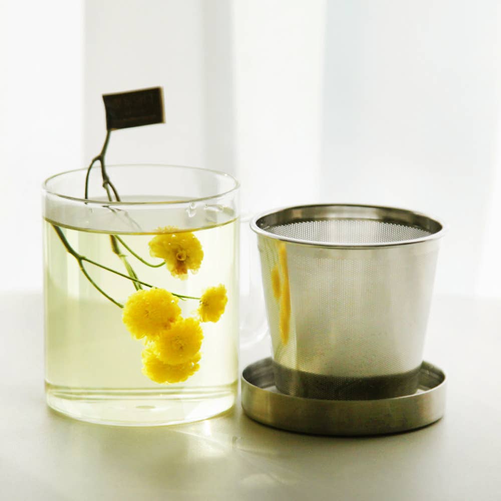 Glass Tea Mug with Stainless Steel Infuser image 1