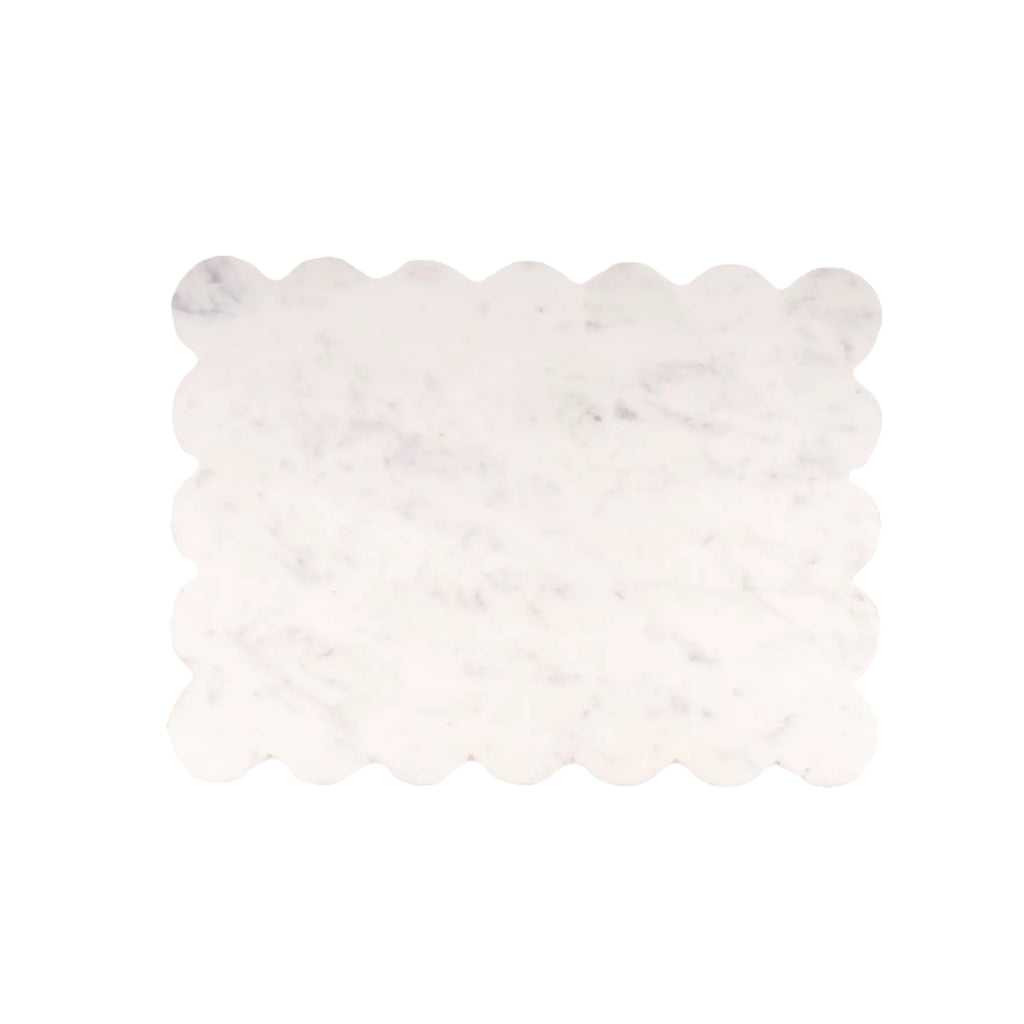 White Marble Scalloped Serving Board image 0