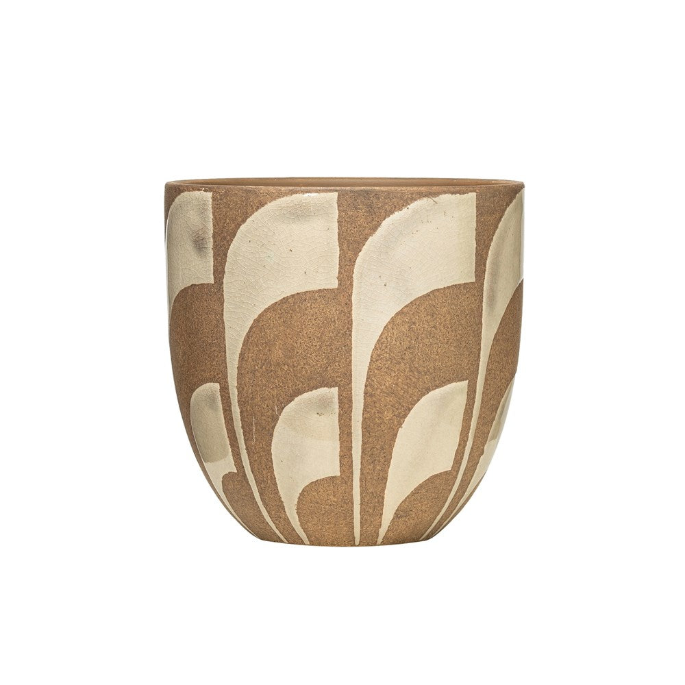 Hand Painted Terra Cotta Planter image 0
