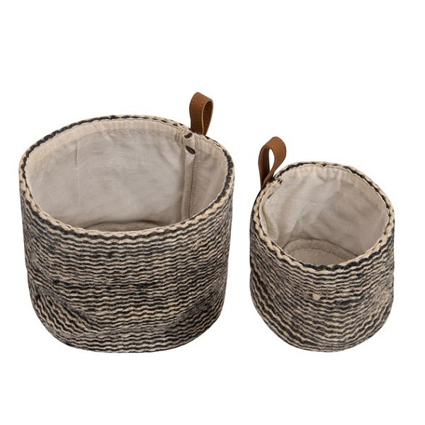 Jute Baskets w/ Leather Loop image 2
