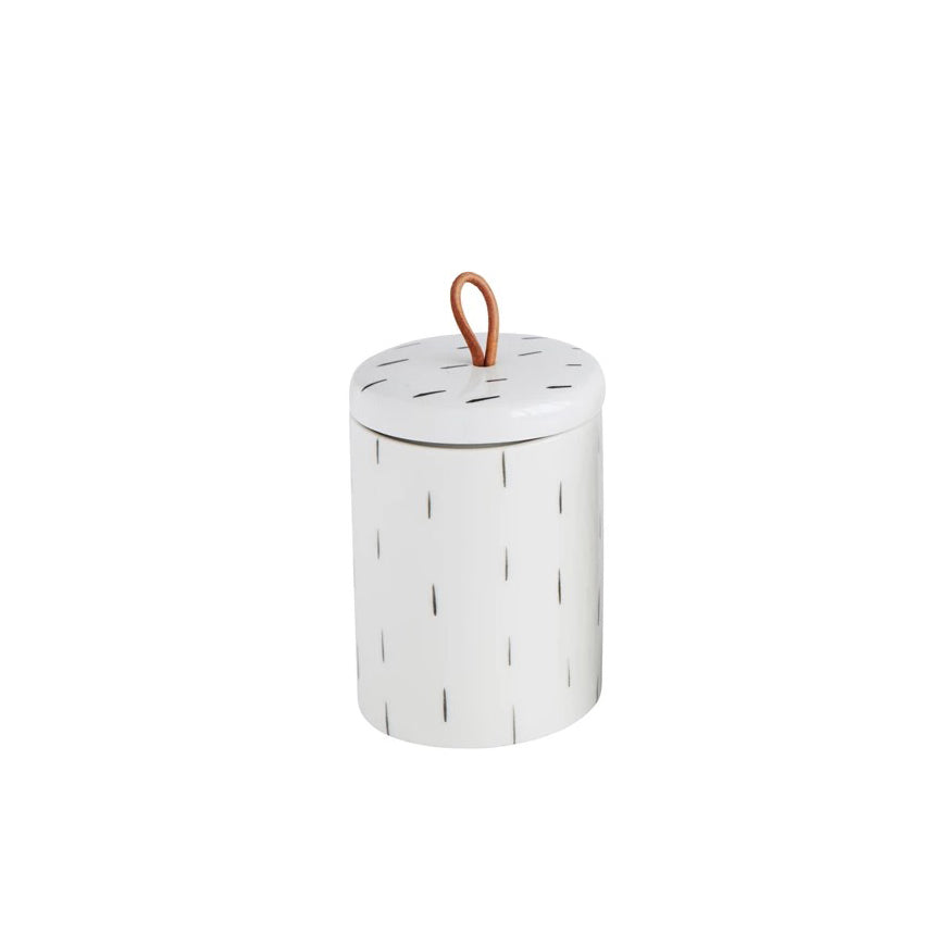 Container w/ Lid & Leather Pull image 2