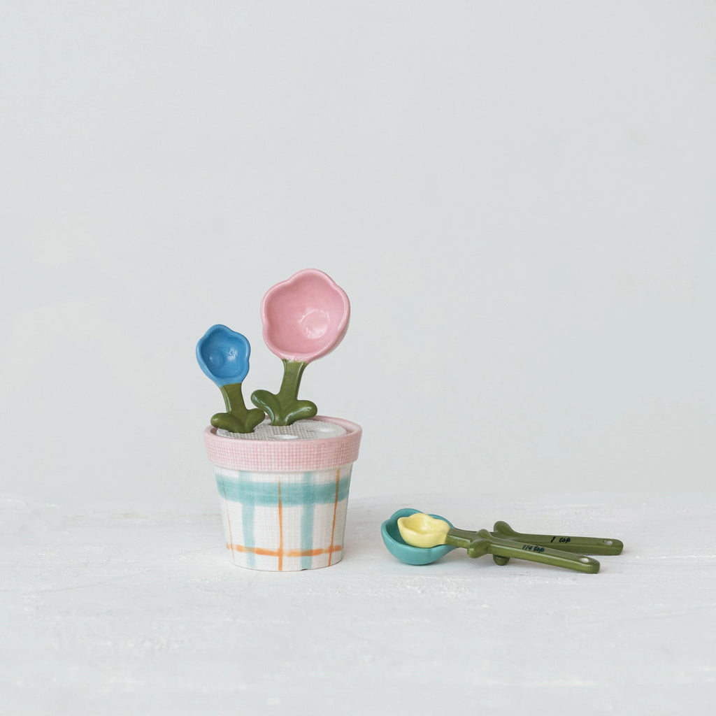 Stoneware Flower Shaped Measuring Spoons image 1