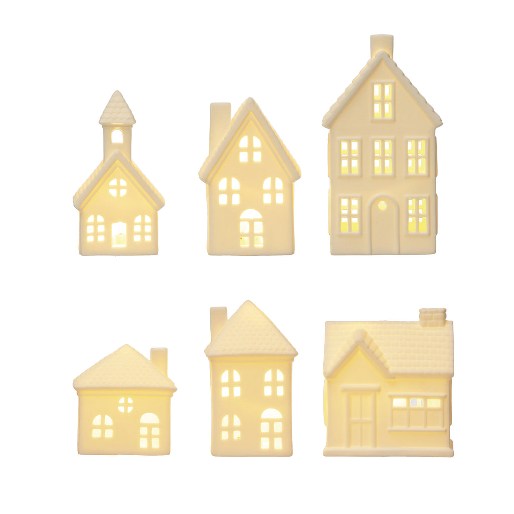 Stoneware Bisque Houses w/ LED Lights  image 1