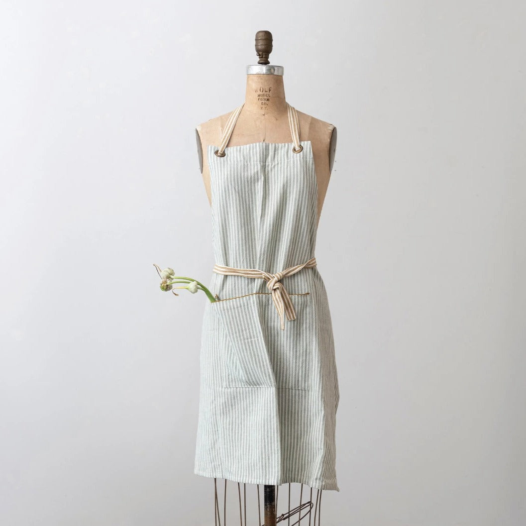 Woven Cotton Apron w/ Stripes & Pocket image 0