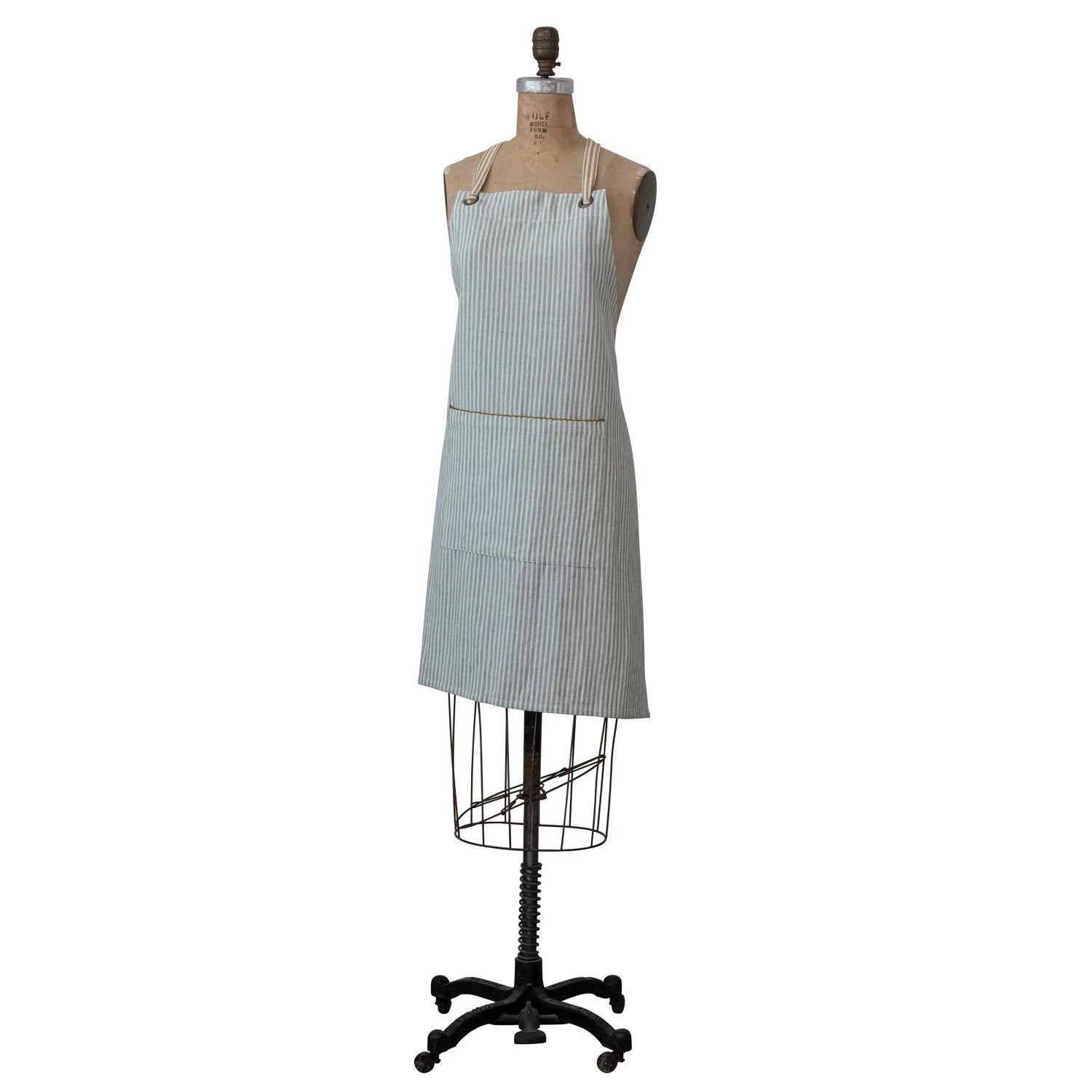Woven Cotton Apron w/ Stripes & Pocket image 2