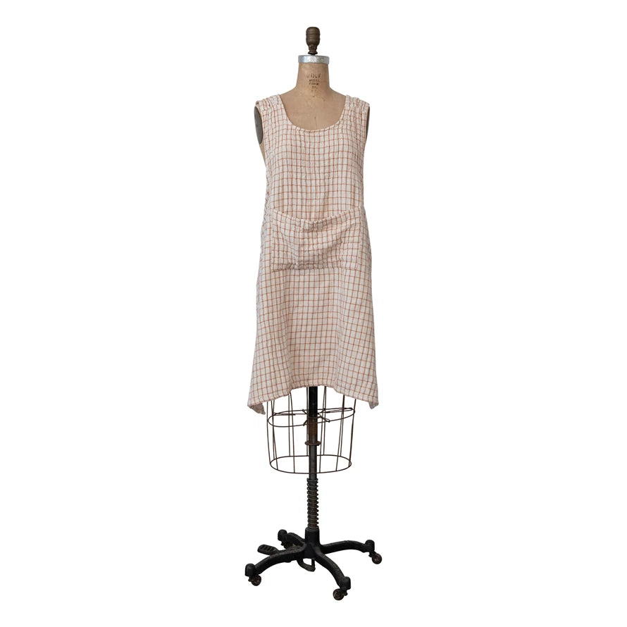 Cotton Printed Apron w/ Grid image 0