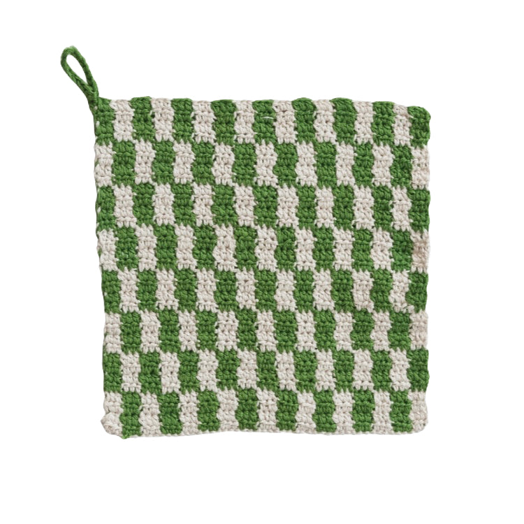 Cotton Crocheted Plaid Pot Holder image 3