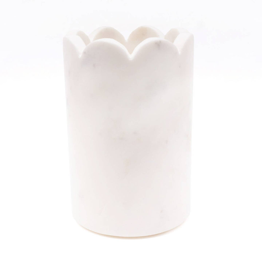 White Marble Scalloped Wine Chiller image 1