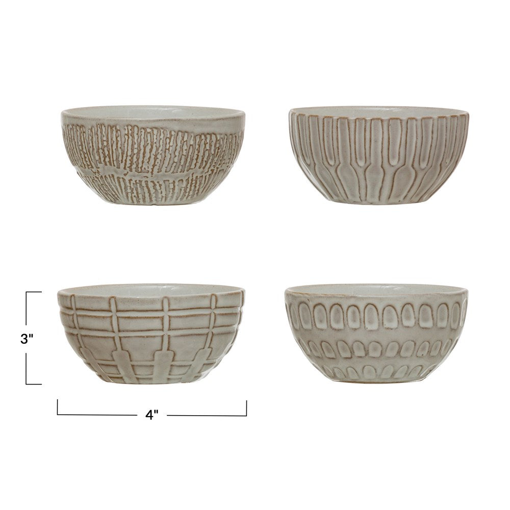 Debossed Stoneware Bowl Set image 4