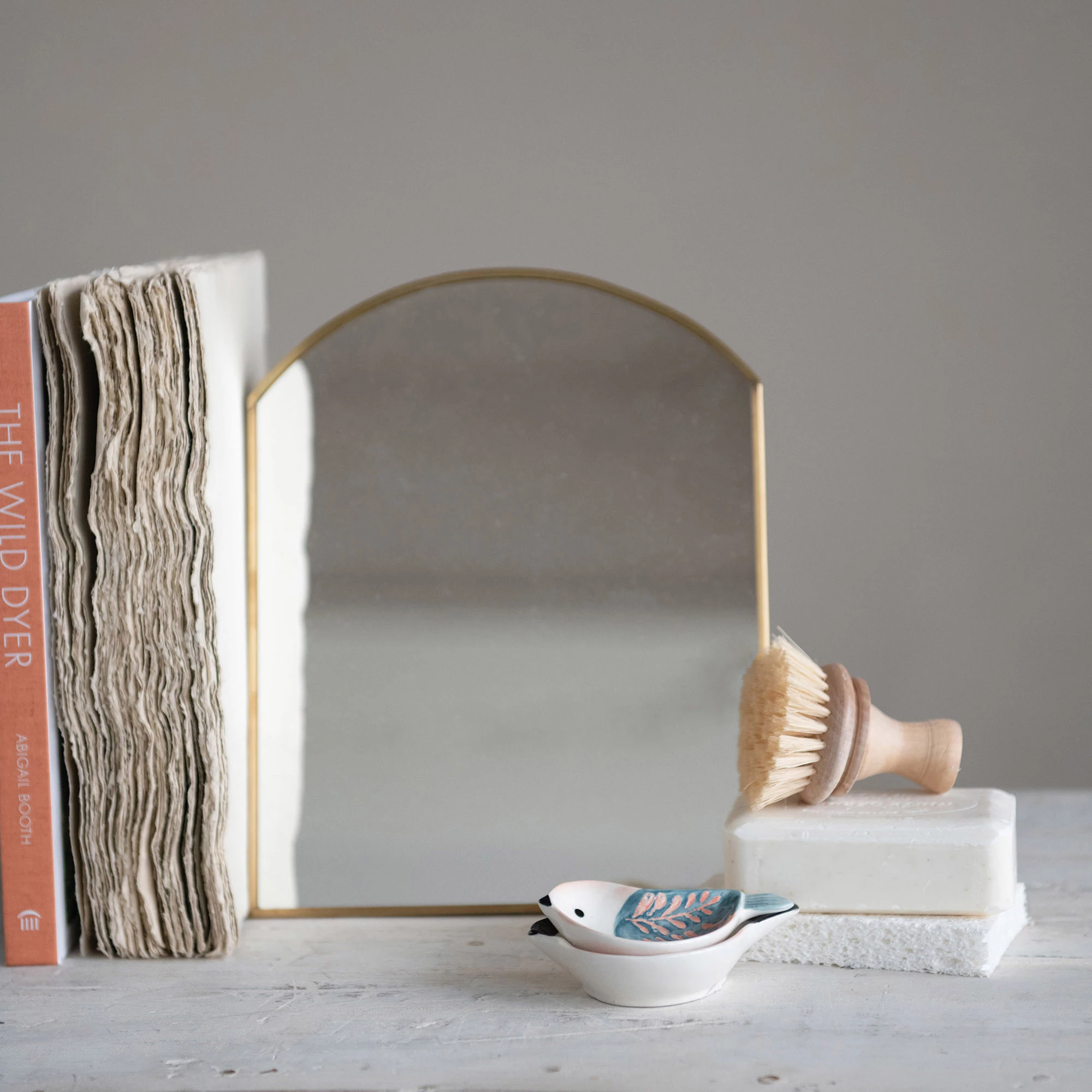 Metal Framed Standing Mirror - Brass image 1