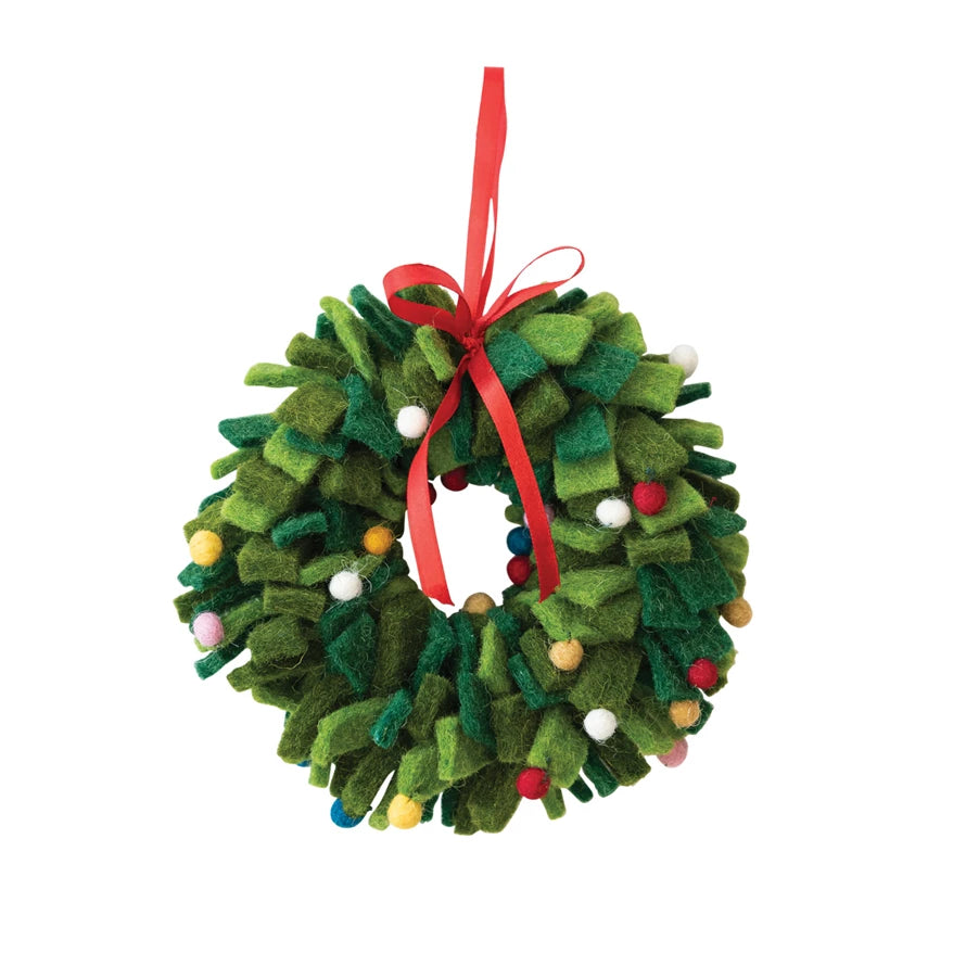 Wool Felt Wreath Ornament - 7" image 0