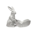 Stoneware Rabbit with Flower Shaped Bowl image 0