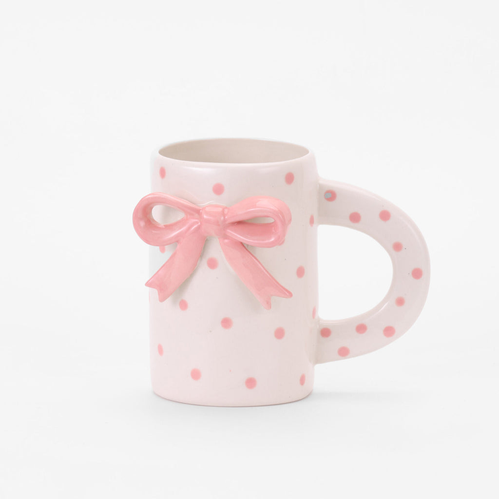 Pink Ribbon & Dots Ceramic Mug image 0