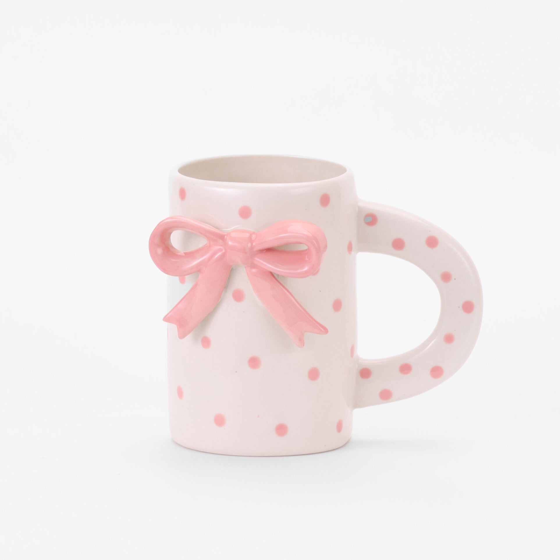 Pink Ribbon & Dots Ceramic Mug image 0